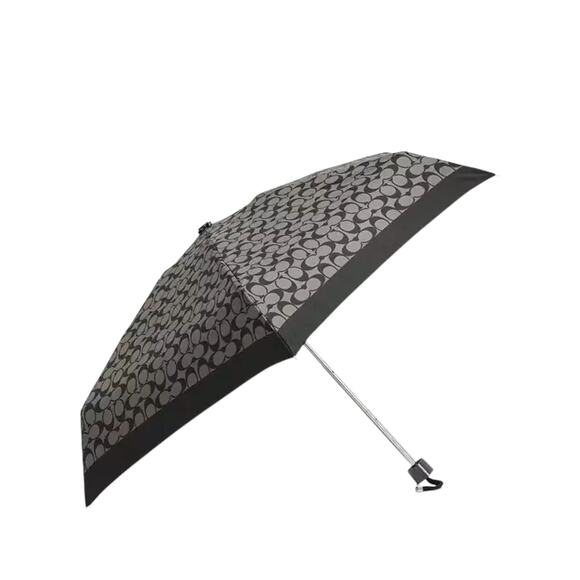 Coach Accessories - COACH MINI UMBRELLA SIGNATURE UV PROTECTION IN BLACK / GREY / BLACK NEW!
